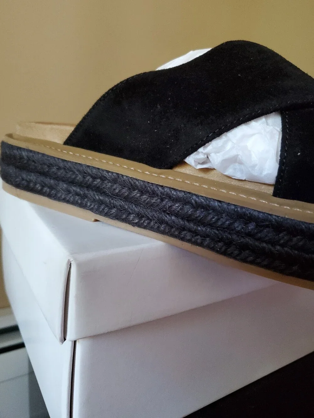 Iris And Ink Black Suede Slide Espadrille